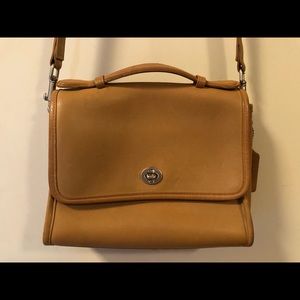 Coach tan leather Crossbody top handle purse